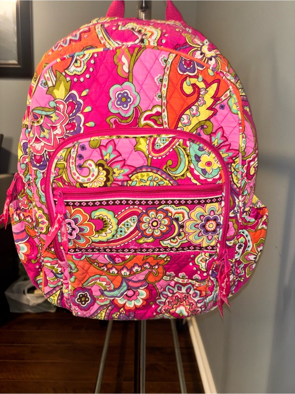 Vera Bradley Pink Paisley Quilted Backpack